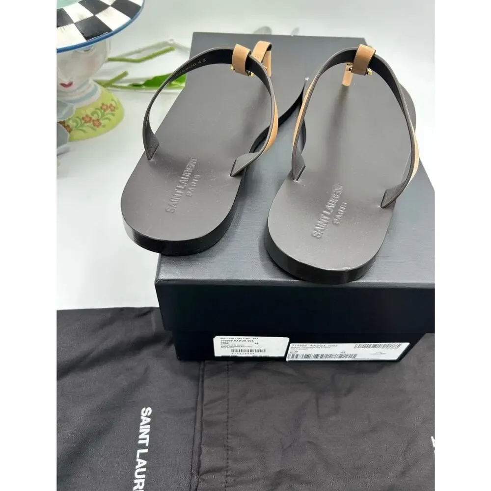 Men's Saint Laurent CASANDRE YSL logo thong sandals size 43 made in Italy